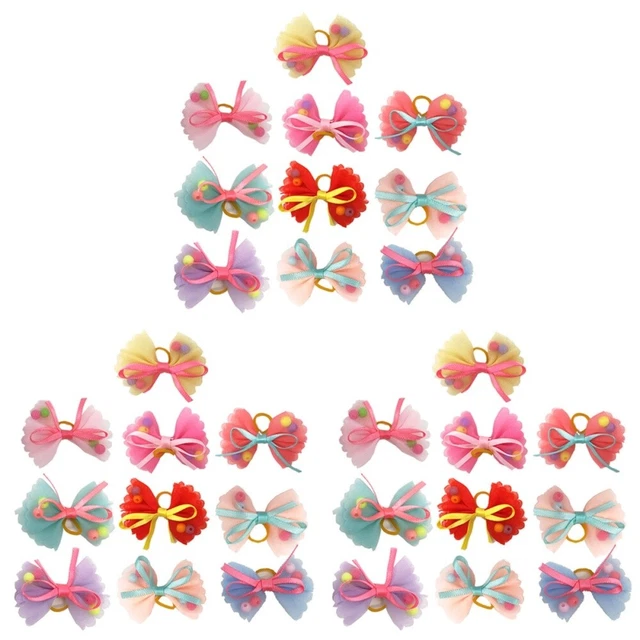 30 Pcs Elastic Hair Holder Pets Dog Hair Bows Hair Clip Multicolor