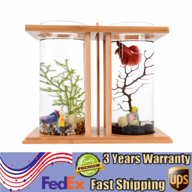 Mini DIY Goldfish Betta Aquarium Fish Tank Office Desktop Dual Glass Fish Tank