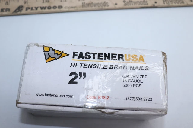(5,000-Pk) Fastener USA Hi-Tensile Brad Nails Galvanized 18 Gauge 2" B18-2