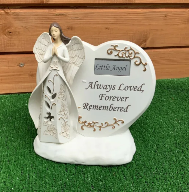 Praying Angel with Gold Flowers, & Verse LED Light LITTLE ANGEL memorial