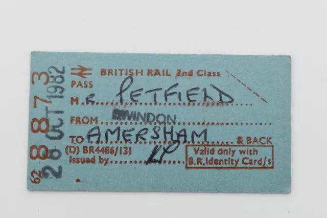 British Railway Ticket SWINDON nach AMERSHAM Nr. 8873 - OKT 82