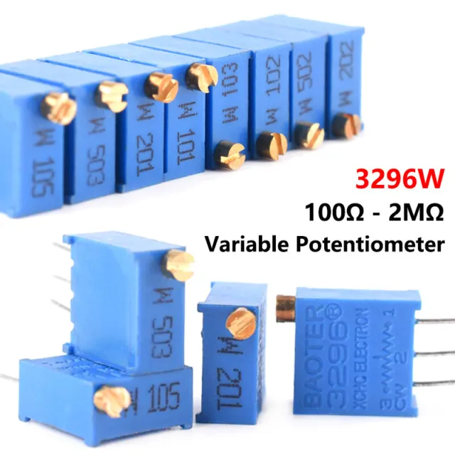 3296W 3/8" Multiturn Variable Resistors Potentiometer Trimmer 100R ohm - 2M ohm