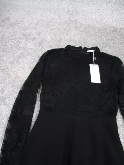 NEW Lush A-Line Dress Womens Small Embroidered Long Sleeved Black 2