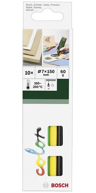 150mm x 7mm Couleur Colle Bâtons, 10 Paquet - 2609256D30