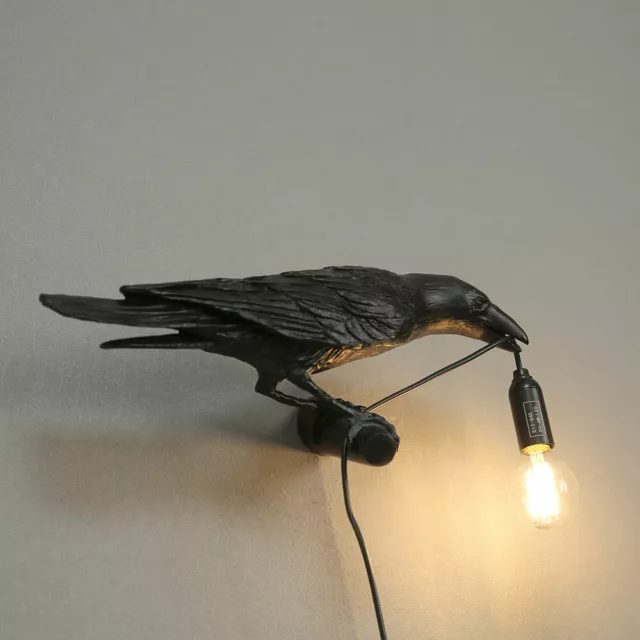 Bird Table Lamps Resin Raven Crow Desk Lamp Bedroom Wall Sconce Light Fixtures