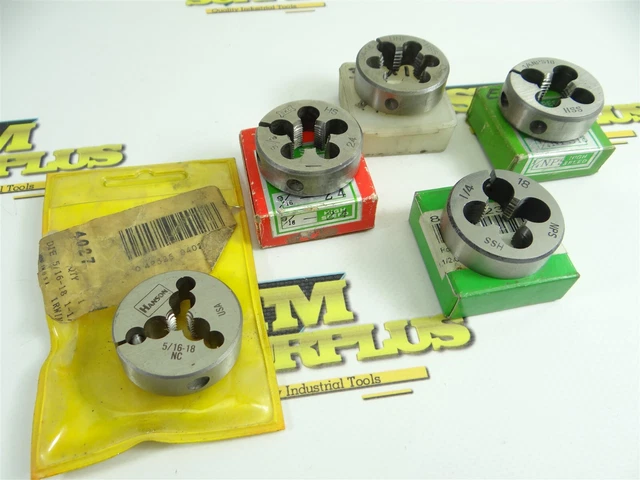 5 Mostly New! Assorted 1-1/2" Od Round Dies 1/4"-18Nps To 3/4"-16Nf Hanson Japan