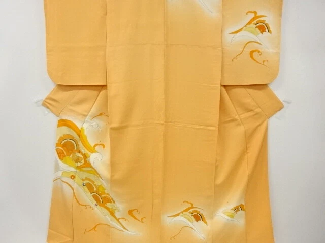 6533746: Japanese Kimono / Vintage Homongi / Embroidery /  Rough Wave & Butterfl