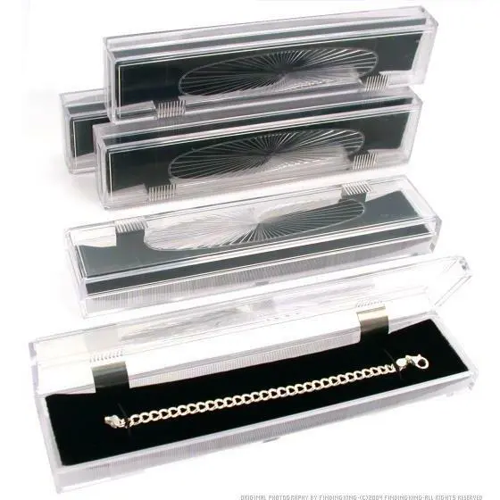 5 Clear Crystal Bracelet Gift Boxes 8 7/8"