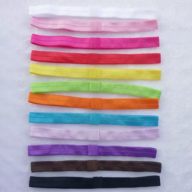 3 x15mm PLAIN FOE FOLD OVER ELASTIC BABY HEADBANDS KIDS GIRLS NEWBORN HAIR BANDS