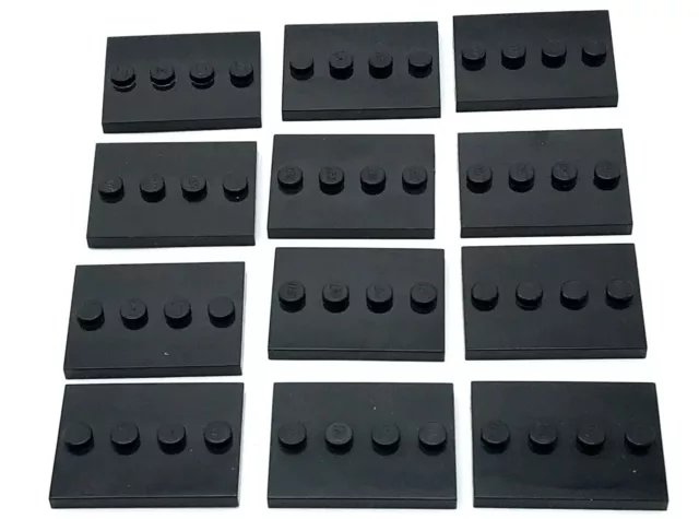 LEGO 12 BLACK MINIFIGURE STAND PIECES 3x4 TILES COLLECTOR DISPLAY PLATES