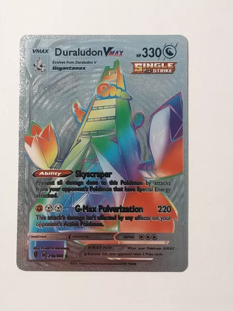 Duraludon VMAX Rainbow Silver Metal Pokemon Card Collectible/Gift/Display NM