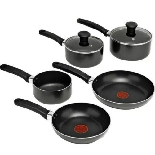 Tefal Delight  Non-Stick Frying Pan Saucepan Cookware 5 pcs Set, Black