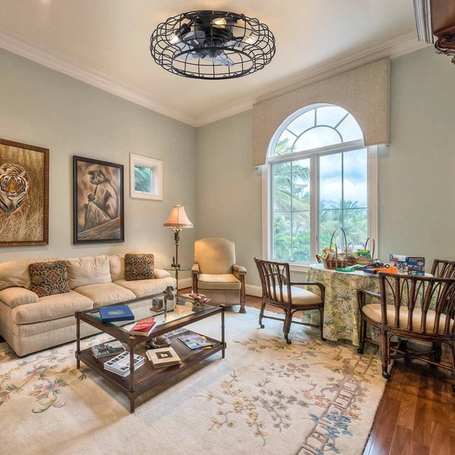 18& RUSTIC FARMHOUSE Ceiling Fan Caged Light Chandelier Lamp Flush