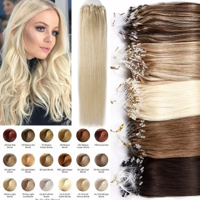 Balayage Echthaar Micro Ring Loop Human Hair Extensions Micro Beads 200 Strähnen