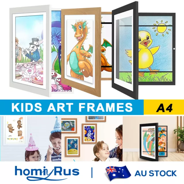 Kids Art Frames Children Projects Wooden Artwork Display Hold 150 Pictures AU