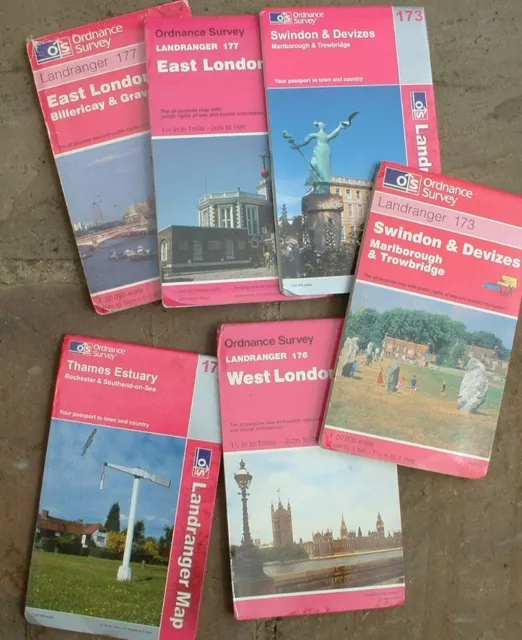 JOB LOT  1980s/2000s OS ORDNANCE SURVEY LANDRANGER  PICTORIAL 1:50000 SCALE MAPS