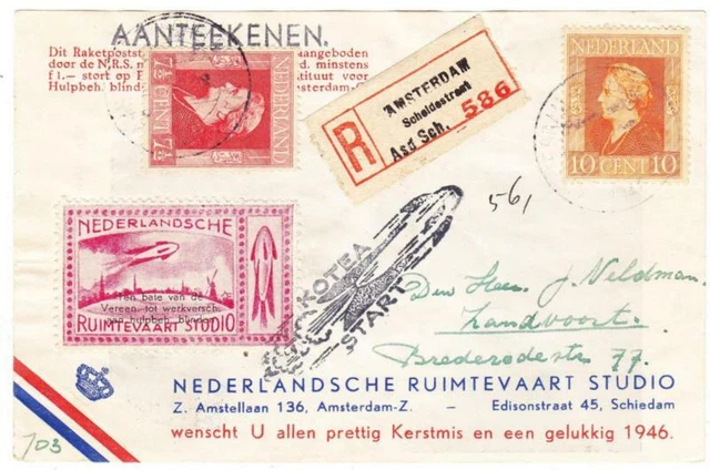 Rocket MAIL-NETHERLANDS-AMSTERDAM-21 / XII/1946
