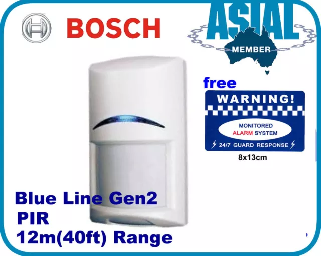 Bosch Alarm ISC-BPR2-W12 Blue Line Gen2 PIR Motion Detector + Warning Sticker