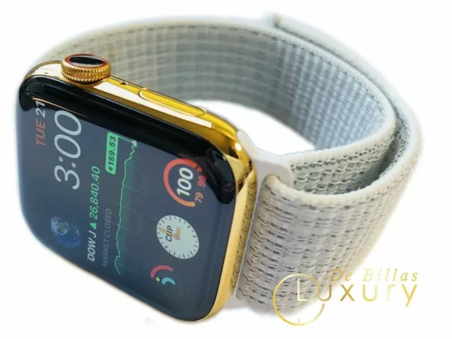 Custom 24K Gold Plated 45MM Apple Watch SERIES 8 Louis Vuitton Band LTE GPS  02