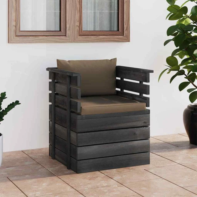 vidaXL Fauteuil de jardin avec coussins Bois de pin 01 OBF