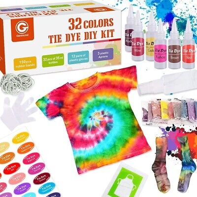 Kit de tinte de corbata Genround hágalo usted mismo, kit de tinte pastel de 32 colores para niños no tóxico una sola vez