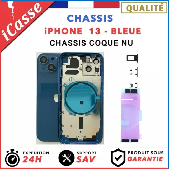 Chassis Arriere remplacement NU pour iPhone 13 BLEUE - Coque nu + COLLE