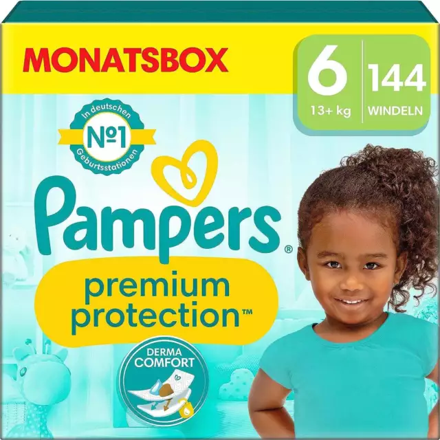 Pampers Baby Windeln Größe 6 (13Kg+) Premium Protection, Extra Large, MONATSBOX
