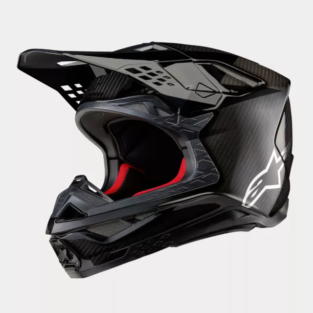 Alpinestars 2024 Supertech SM10 Fame Black Carbon Motocross Helmet MX Quad
