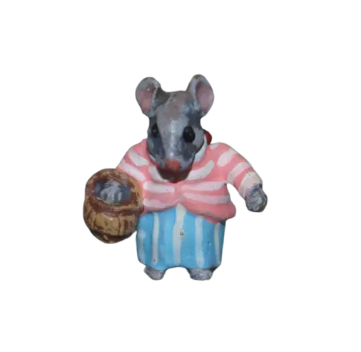 Antique Vienna Bronze Beatrix Potter Miniature  Mouse Pink Blue Rare Size