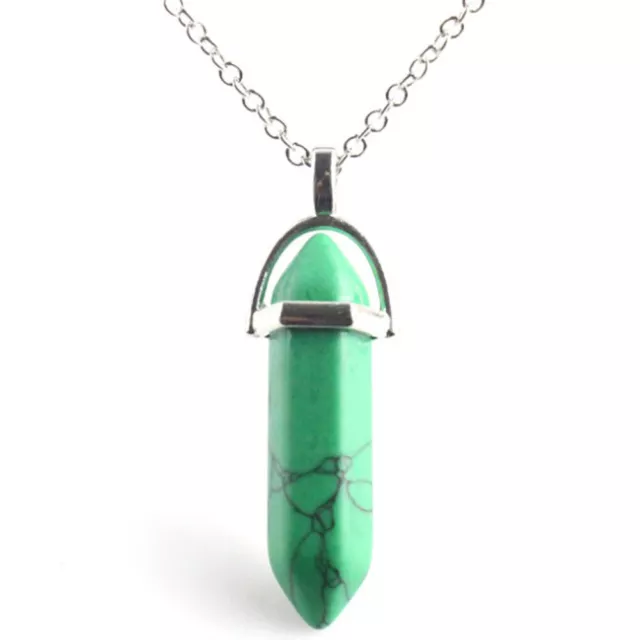 Natural Crystal Pendulum Quartz Stone Pendant Chakra Healing Gemstone Necklace