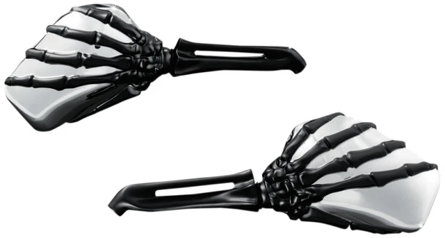 Kuryakyn Skeleton Hand Mirrors w/Black Stems & Chrome Heads (1764)