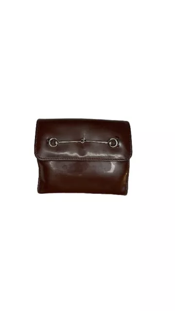 VINTAGE GUCCI TOM Ford Era Horse bit Wallet Patent Brown Leather $300. ...