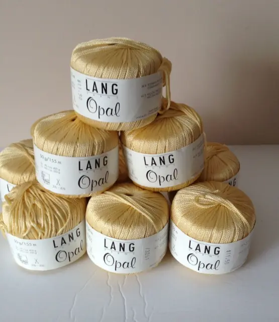 Lang Yarns Skein Opal Lightweight Woven Ribbon Yarn Baby Solid Yellow Cream