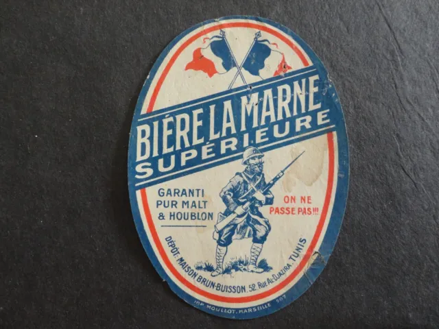 Vintage France/French Tunis Biere La Marne Superieure Beer Label Ww1