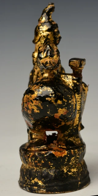 19th Century, Mandalay, Antique Burmese Metal Angel Riding Peacock 10