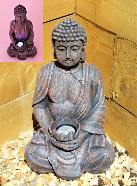 Garden Buddha Stone Effect Large 39cm Solar Power Outdoor Indoor  Ornament