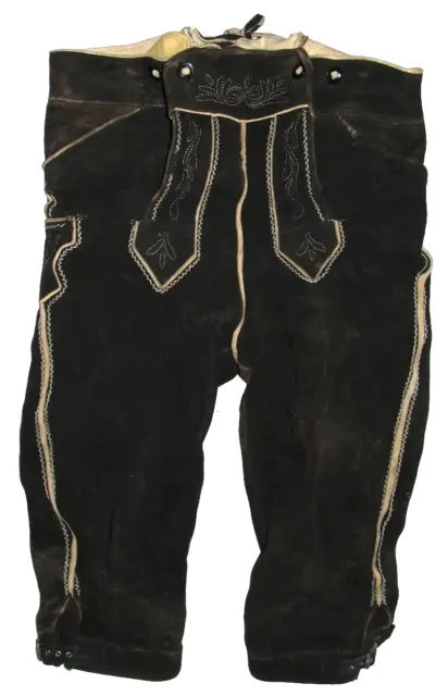 Men's Traditional Costume Kniebund-Lederhose From Goat Suede Leather IN Dark