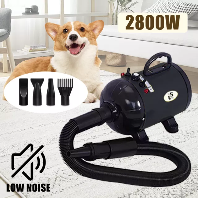 2800W Pet Hair Dryer Dog Grooming Blow Hairdryer Blower Heater Low Noise Black