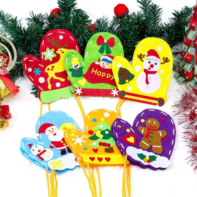 Children Art DIY EVA Christmas Gloves Handmade Christmas Decoration Handcraft