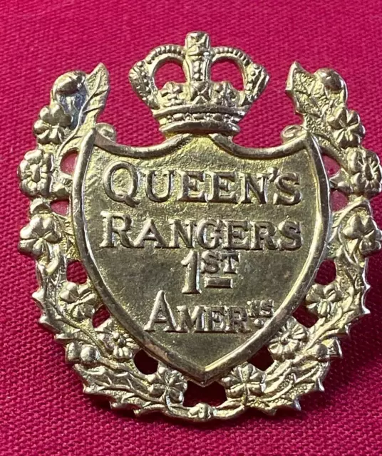 Canadian Army Cap Badge - Queen York Rangers 1st American Regiment - brass