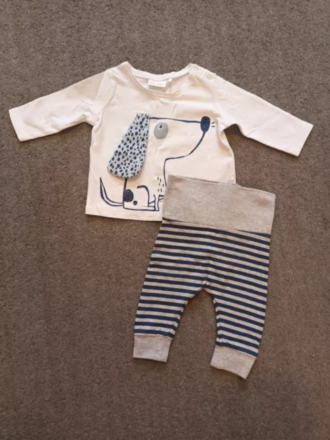 NEXT Baby Boy 0-3 Months Dog Tshirt And Trousers Outfit