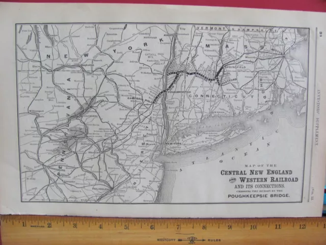 1890 Sept Central New England & Western Railroad Original System Map + Cog Rr Ma