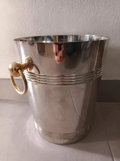 French champagne bucket brass gold and silver plated! Very NICE!! NEW!