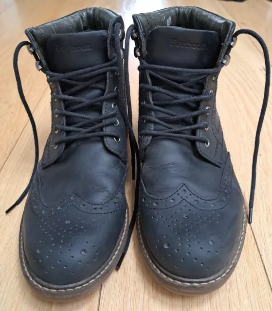 BARBOUR BLACK BROGUE Boots Belsay Leather Size Uk 7 £39.95 - PicClick UK