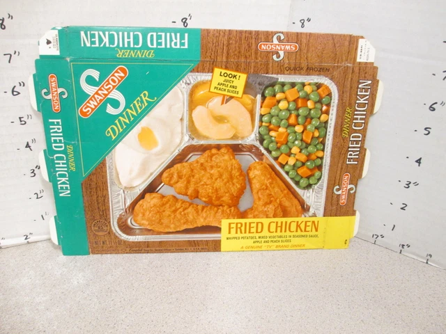 SWANSON 1960s FRIED CHICKEN apple peach TV dinner vintage frozen food box ZIP#3