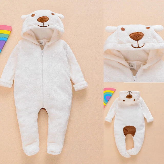 Tuta con cappuccio neonato bambino bambina orso caldo orso con cappuccio tuta vestiti babygrow