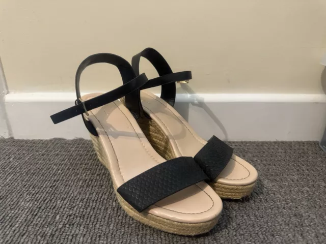 MISS KG KURT Geiger Paulina Mid Heel Wedge Sandal Black Size 6 20.00 PicClick UK