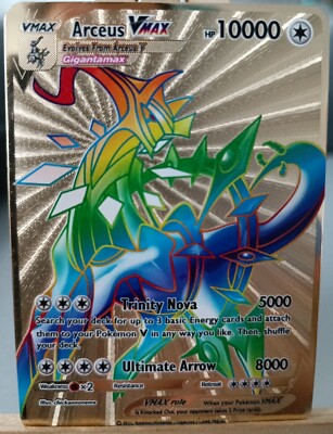 CARTE POKEMON GOLD En Metal Or  Arceus Vmax Arc En Ciel Rainbow EUR 9