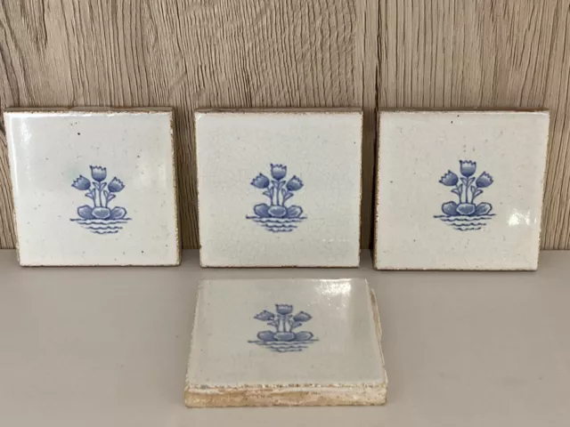 Set of 4 Bratt Colbran Arts&Crafts Dutch Style 3" Transfer Printed Tiles C.1910