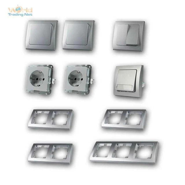 Delphi Interrupteur Prises Sonnette Set Couloir 12-teilig Up Encastré Argent